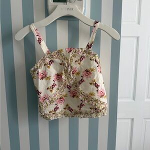 NWT ZARA KIDS PINK AND WHITE FLORAL CAMI
